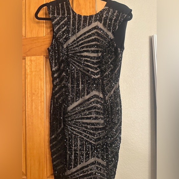 Lovely Day Black and Gold Striped Dress - Picture 3 of 9